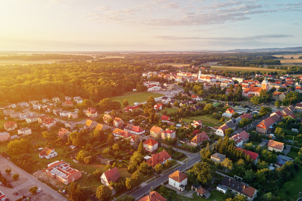 aerial view of neighborhood